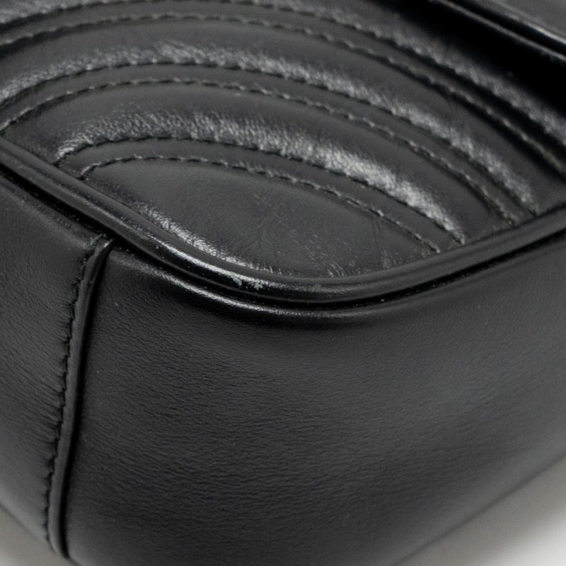 GUCCI Mini GG Marmont Shoulder Bag Calfskin Black GHW - Barde - Image 9