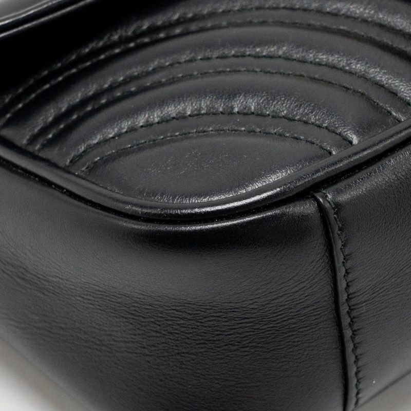 GUCCI Mini GG Marmont Shoulder Bag Calfskin Black GHW - Barde - Image 8