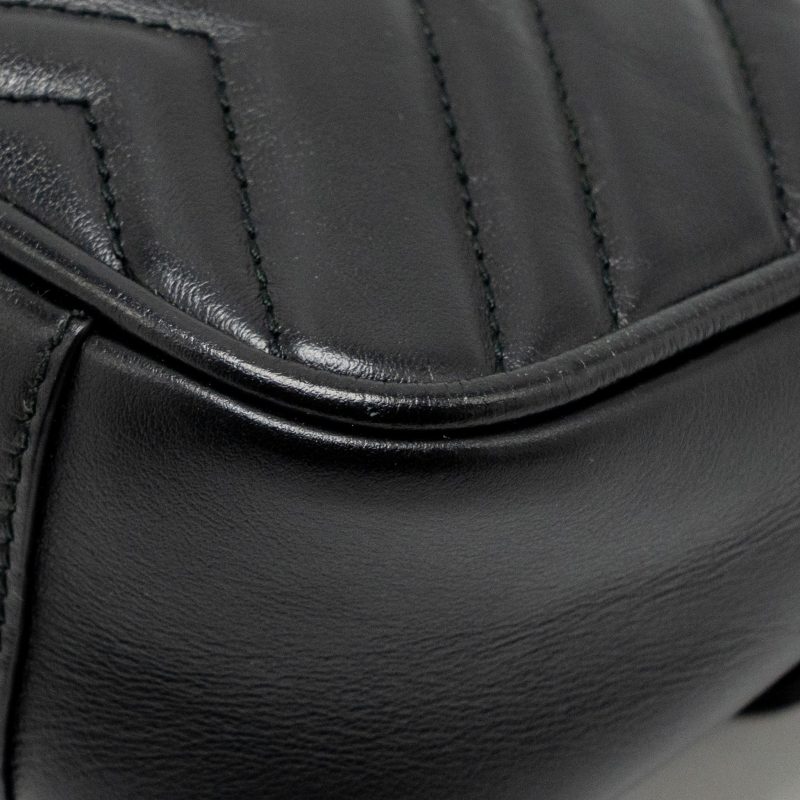 GUCCI Mini GG Marmont Shoulder Bag Calfskin Black GHW - Barde - Image 10