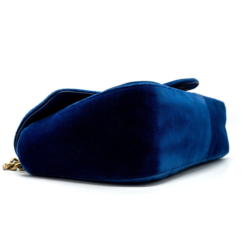 Gucci GG marmont shoulder bag velvet blue GHW - Barde - Image 7
