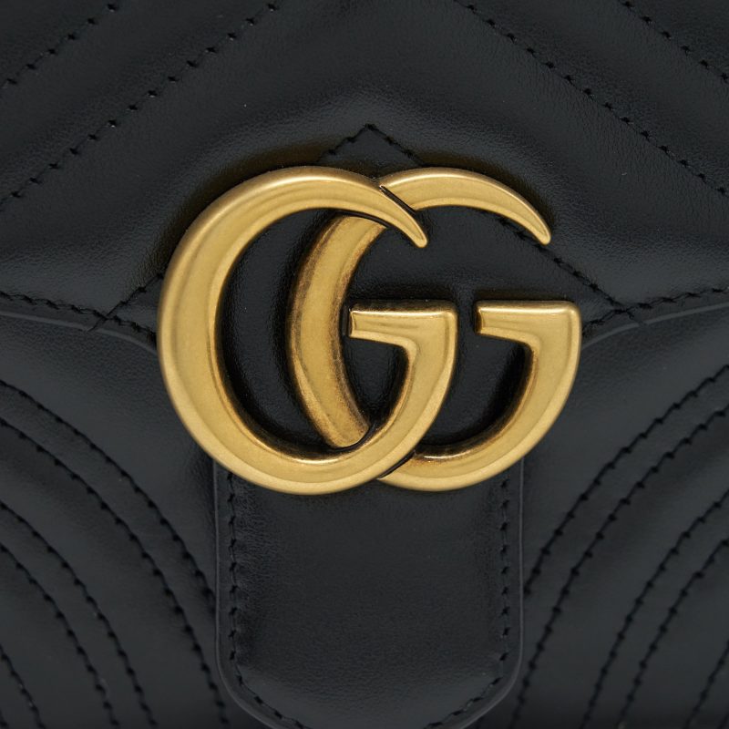 Gucci GG Marmont Mini Top Handle Bag Calfskin Black GHW - Barde - Image 7