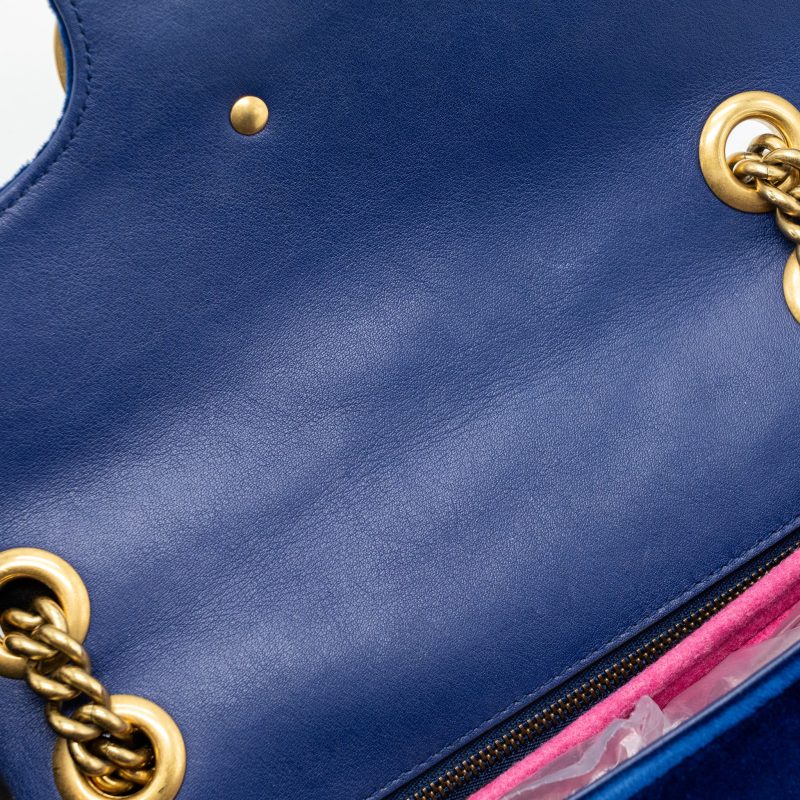Gucci GG marmont shoulder bag velvet blue GHW - Barde - Image 10