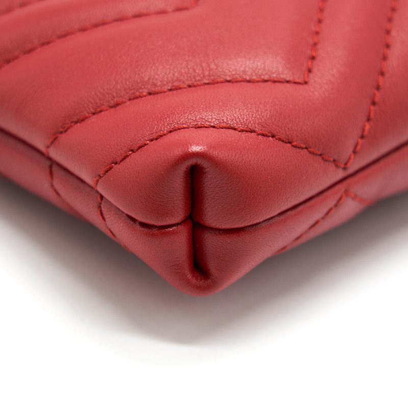 Gucci marmont mini pouch with chain red GHW - Barde - Image 4
