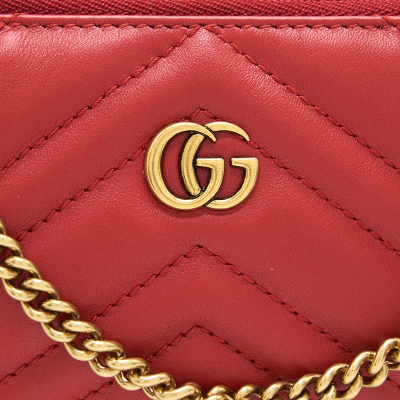 Gucci marmont mini pouch with chain red GHW - Barde - Image 8