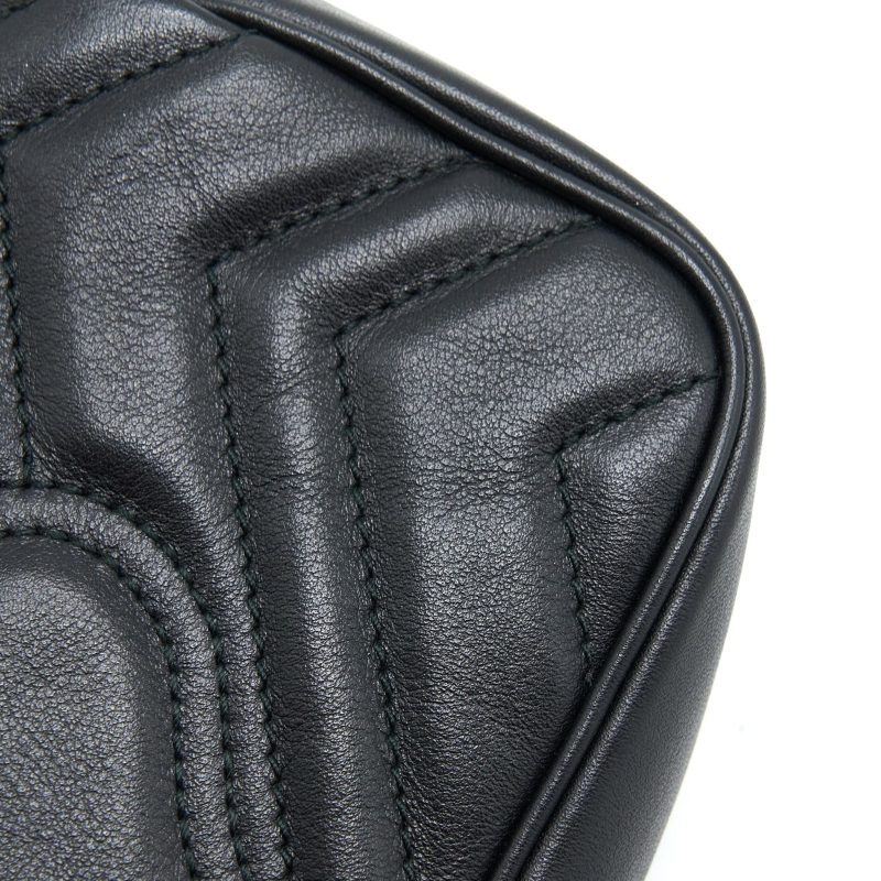 Gucci GG Marmont Super Mini Chain Bag Calfskin Black Brushed GHW - Barde - Image 7