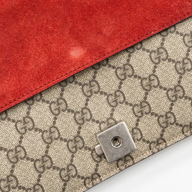 Gucci small Dionysus GG shoulder bag GG supreme canvas/ red SHW - Barde - Image 9