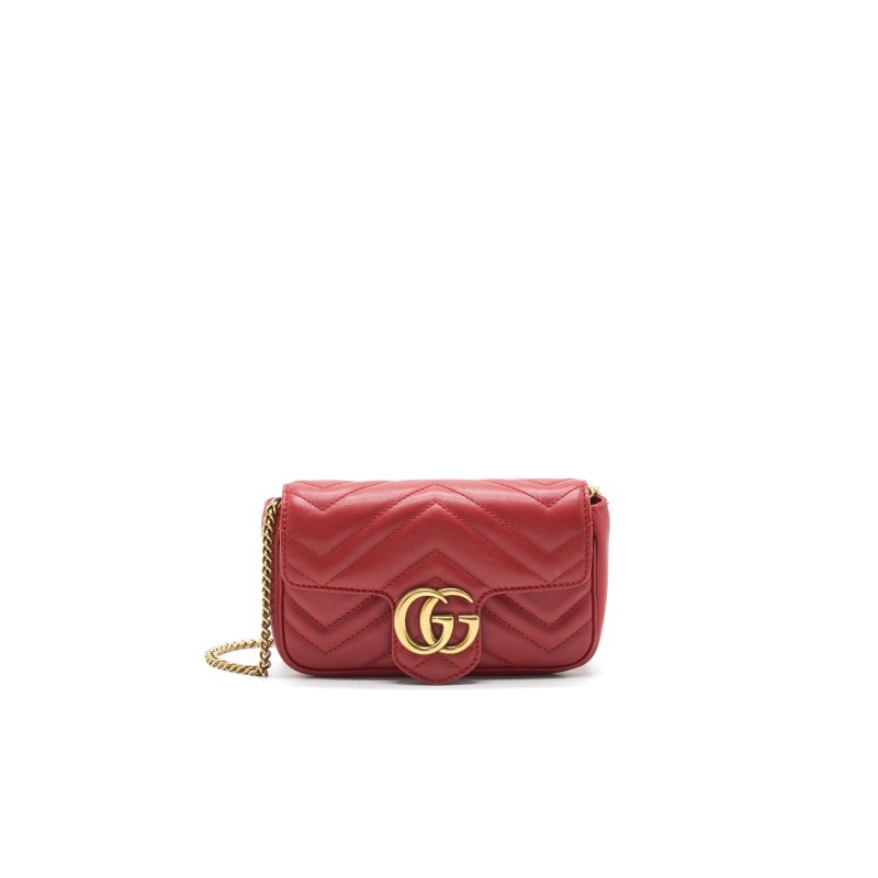 Gucci GG Marmont Super Mini Leather Bag Red - Barde