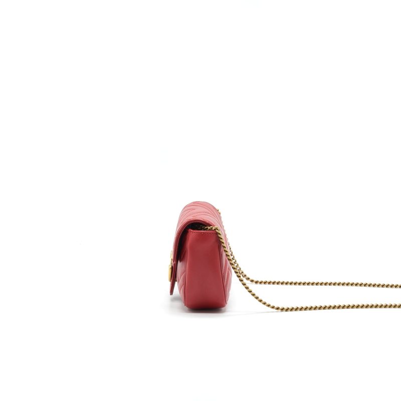 Gucci GG Marmont Super Mini Leather Bag Red - Barde - Image 4