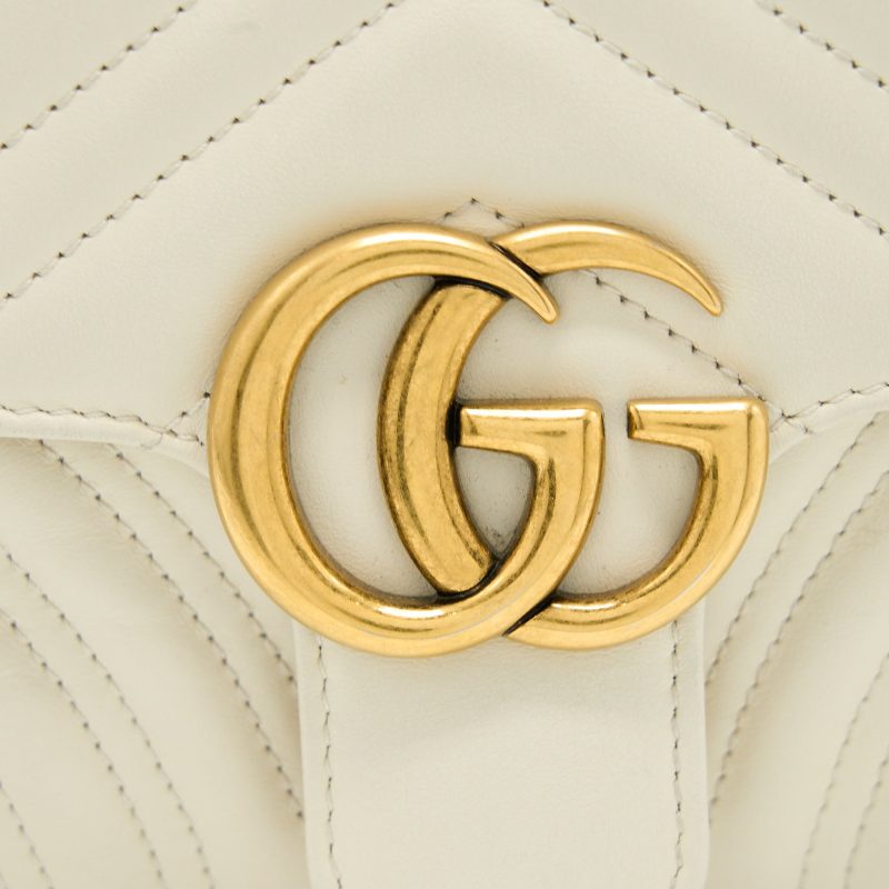 Gucci Mini Marmont Calfskin White GHW - Barde - Image 7