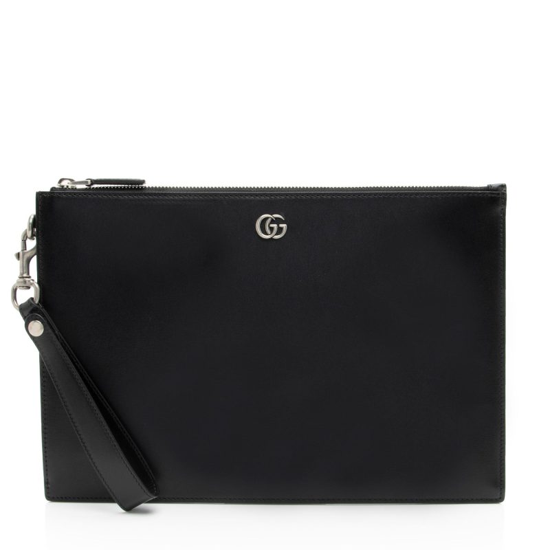 Gucci Calfskin GG Marmont Zip Pouch (SHF-v6RW8N) - Barde