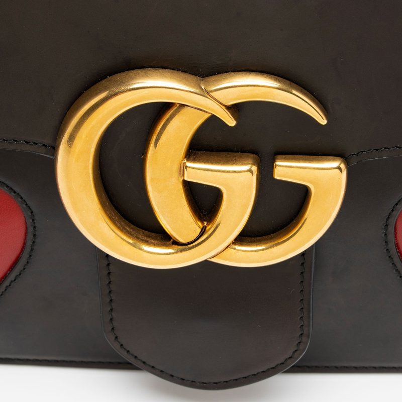 Gucci Calfskin Malaga Kid Heart GG Marmont Small Flap Bag (SHF-oXH119) - Barde - Image 9
