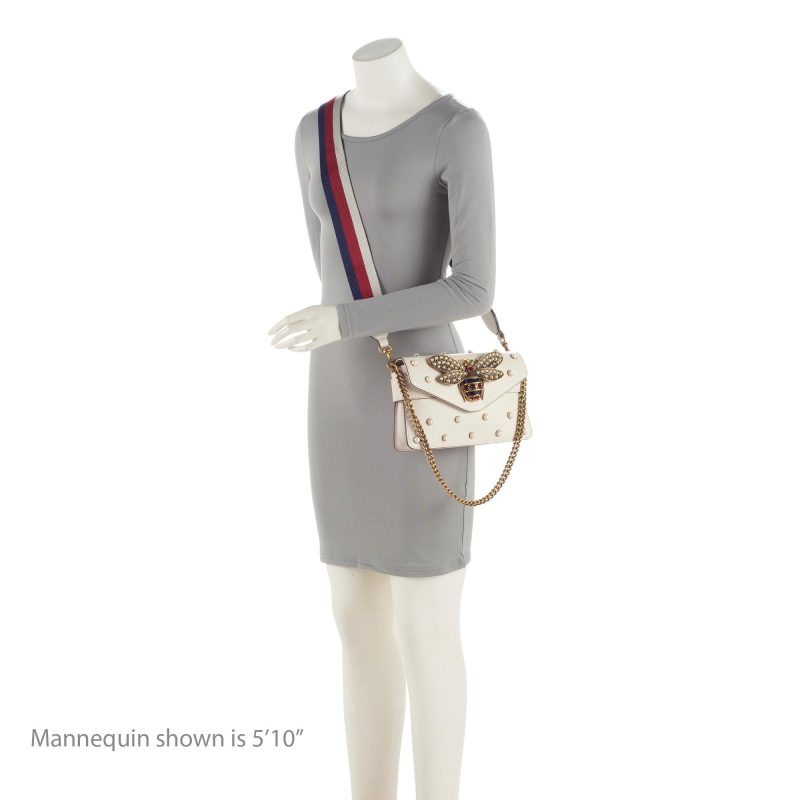 Gucci Calfskin Pearl Bee Broadway Mini Shoulder Bag (SHF-vh1WnC) - Barde - Image 5