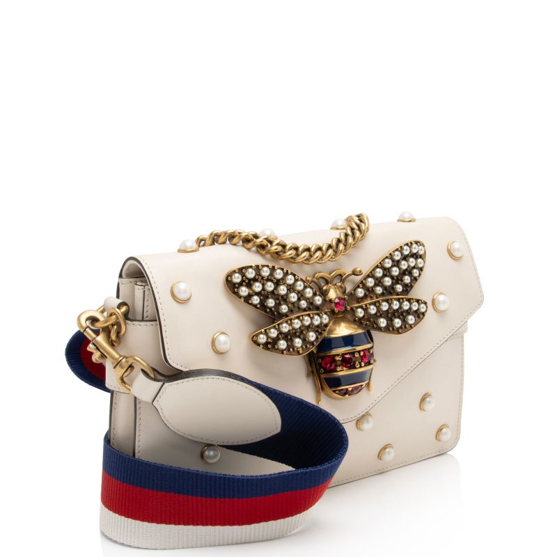 Gucci Calfskin Pearl Bee Broadway Mini Shoulder Bag (SHF-vh1WnC) - Barde - Image 2