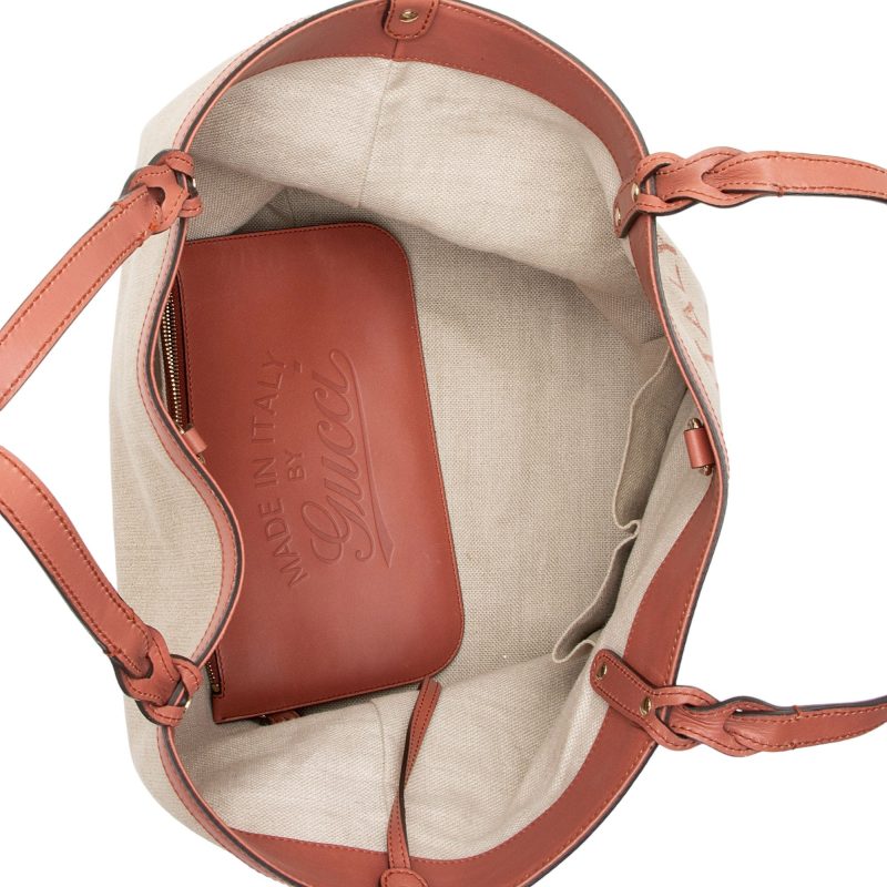 Gucci Canvas Leather Craft Tote (SHF-AuAMnM) - Barde - Image 7