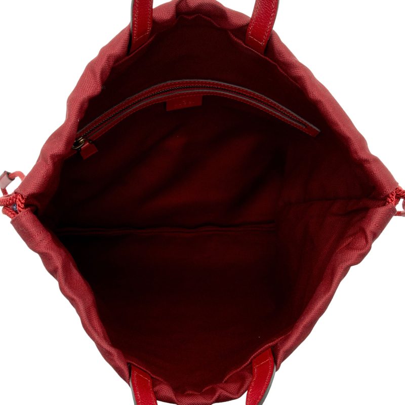 Gucci Canvas Sylvie Stripe Logo Drawstring Backpack (SHF-gz8tRv) - Barde - Image 7