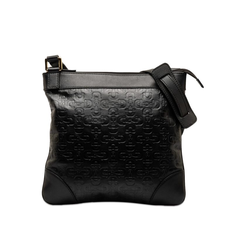 Gucci Embossed Leather Horsebit Crossbody Bag (SHG-KBNslG) - Barde