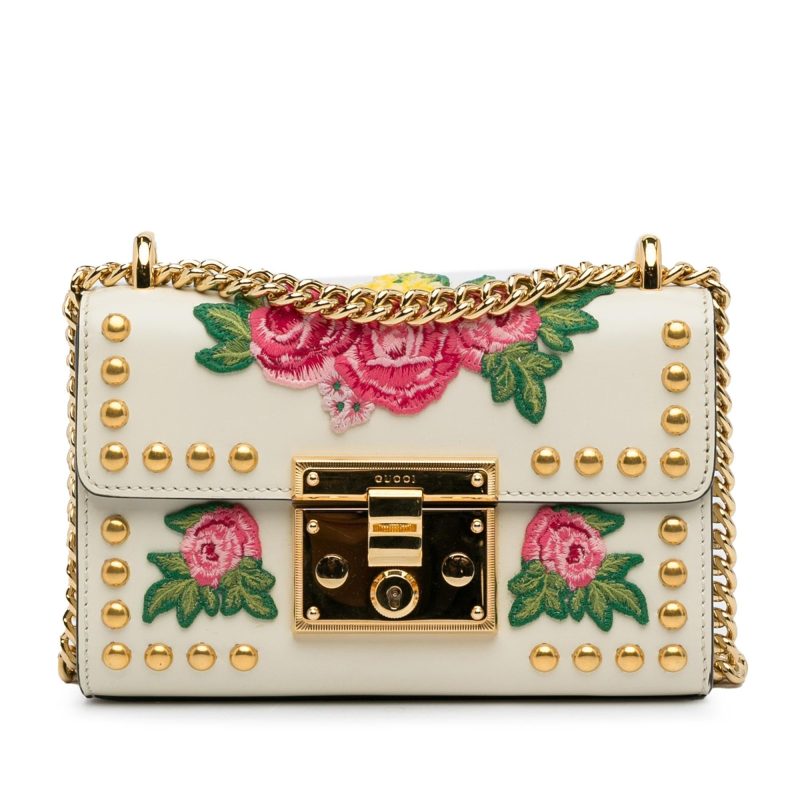 Gucci Floral Studded Padlock Shoulder Bag (SHG-0r94kw) - Barde