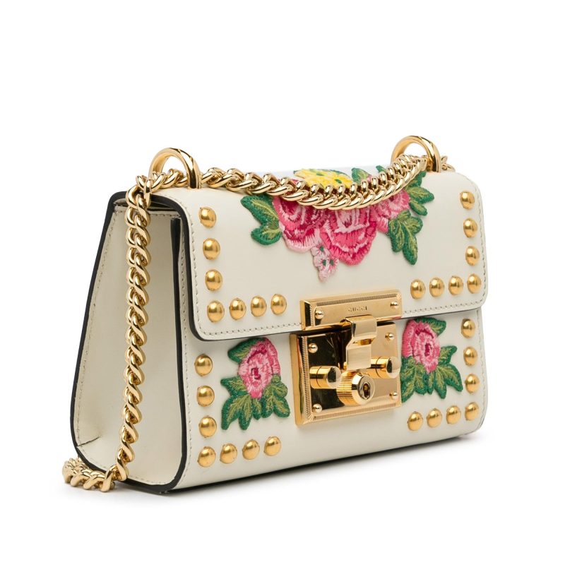 Gucci Floral Studded Padlock Shoulder Bag (SHG-0r94kw) - Barde - Image 2