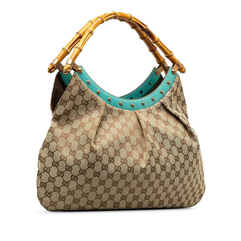 Gucci GG Canvas Bamboo Studded Handbag (SHG-7VMhOz) - Barde - Image 2