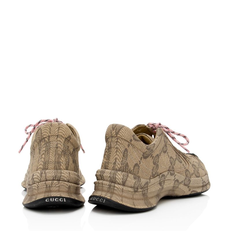 Gucci GG Canvas Leather Run Sneakers - Size 7.5 / 37.5 (SHF-V4B1xE) - Barde - Image 3