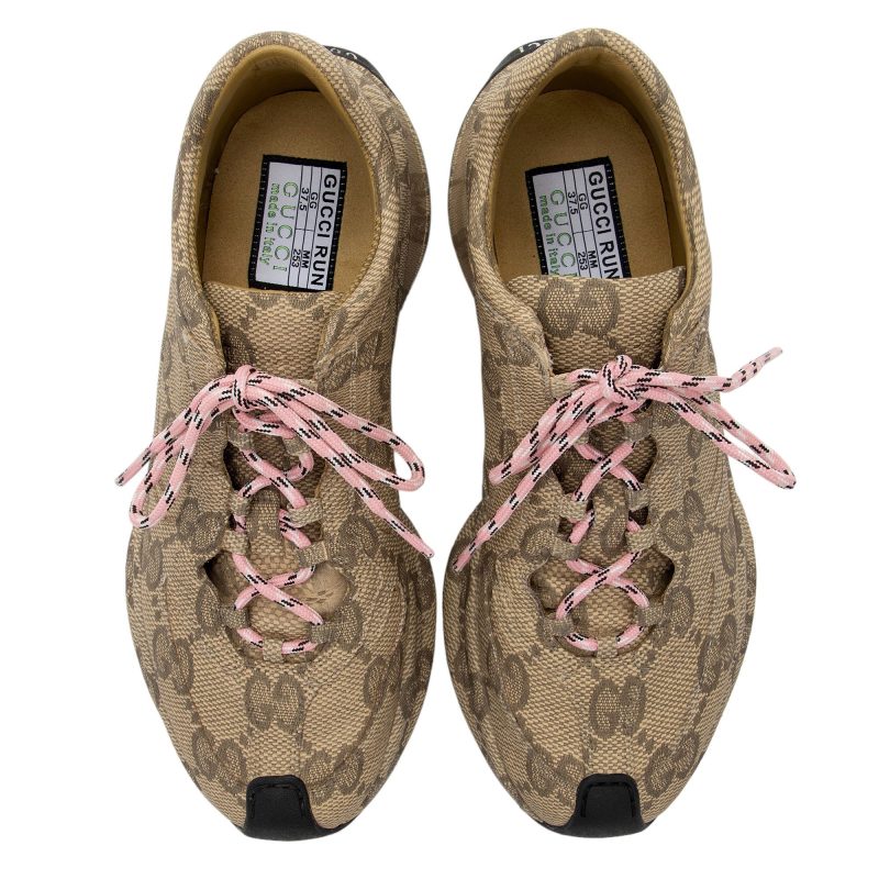 Gucci GG Canvas Leather Run Sneakers - Size 7.5 / 37.5 (SHF-V4B1xE) - Barde - Image 5
