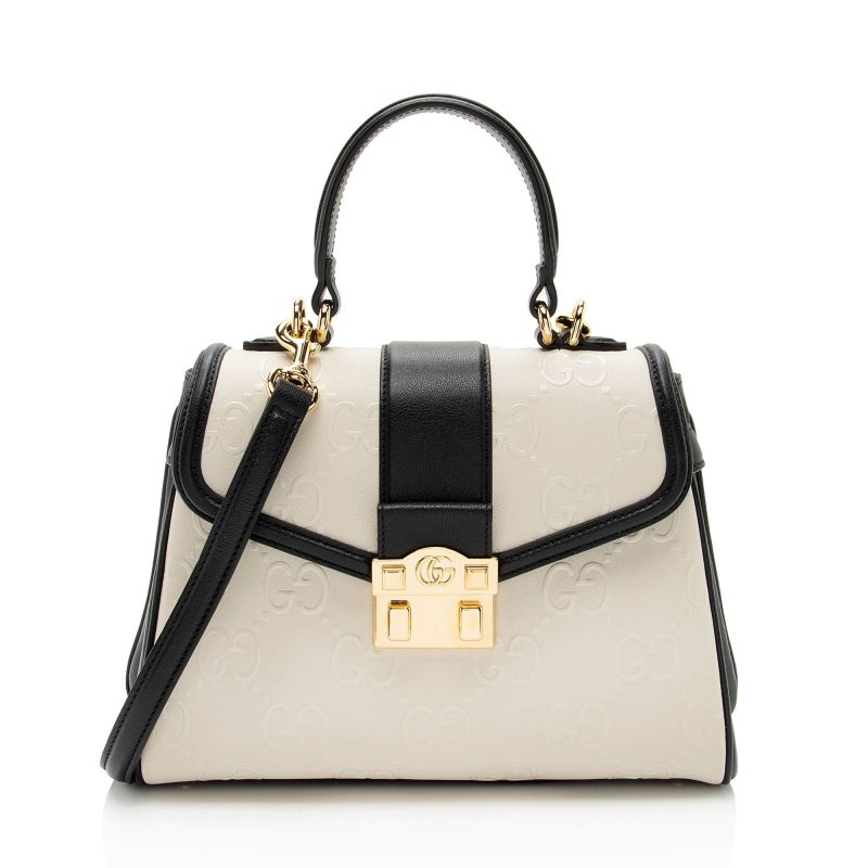 Gucci GG Debossed Leather Small Top Handle (SHF-hGmUB9) - Barde