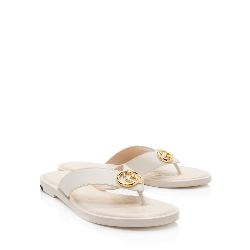 Gucci GG Embossed Interlocking G Thong Sandals - Size 8.5 / 38.5 (SHF-AYzBw4) - Barde - Image 2