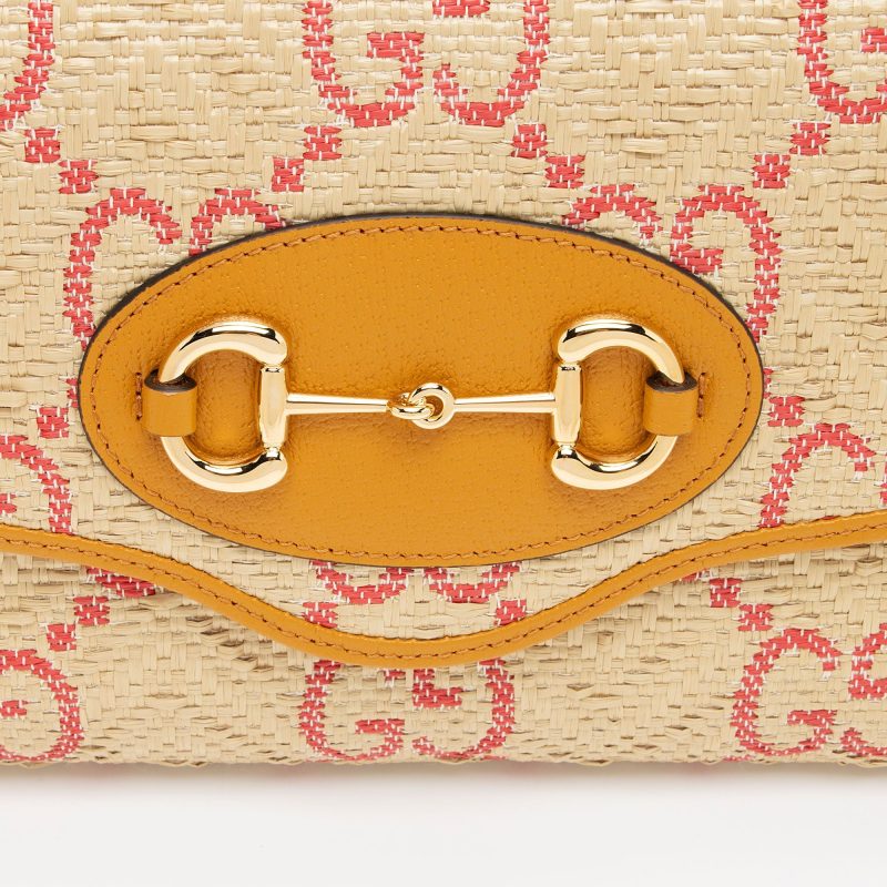 Gucci GG Raffia Horsebit 1955 Small Shoulder Bag (SHF-OjXGsj) - Barde - Image 9