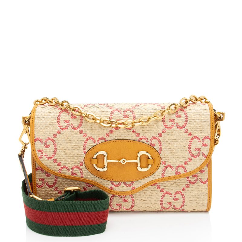 Gucci GG Raffia Horsebit 1955 Small Shoulder Bag (SHF-OjXGsj) - Barde
