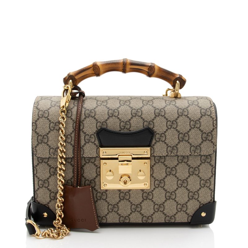 Gucci GG Supreme Bamboo Padlock Top Handle Shoulder Bag (SHF-hs3Epm) - Barde