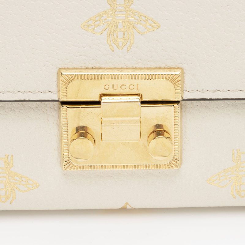 Gucci GG Supreme Leather Bee Star Padlock Compact Wallet (SHF-ZjgWCN) - Barde - Image 7