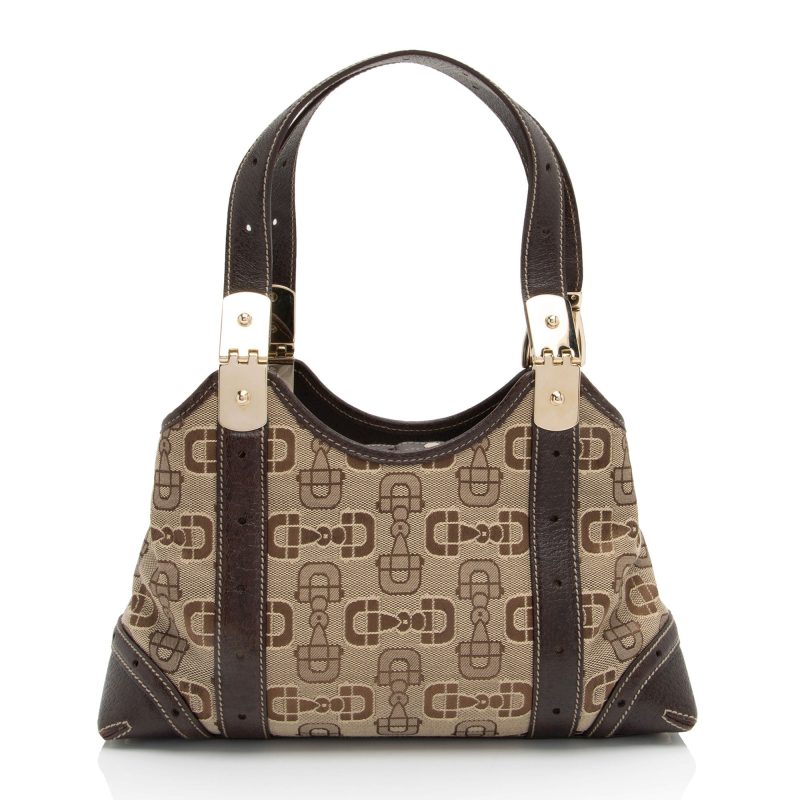 Gucci Horsebit Canvas Shoulder Bag (SHF-t8v4XG) - Barde - Image 3