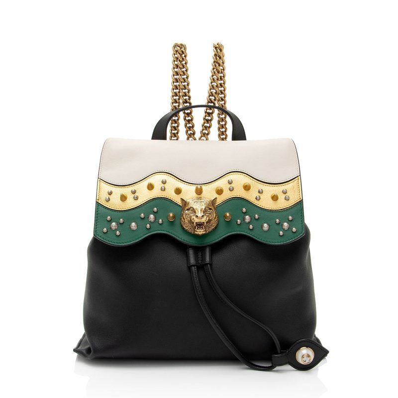 Gucci Leather Animalier Malin Chain Medium Backpack (SHF-ZrdrHK) - Barde