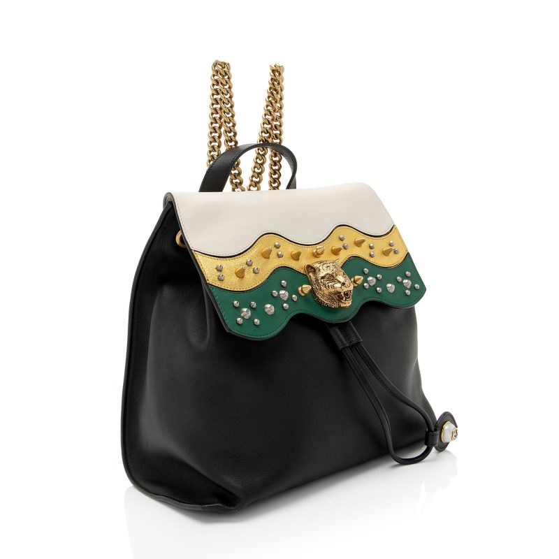 Gucci Leather Animalier Malin Chain Medium Backpack (SHF-ZrdrHK) - Barde - Image 2