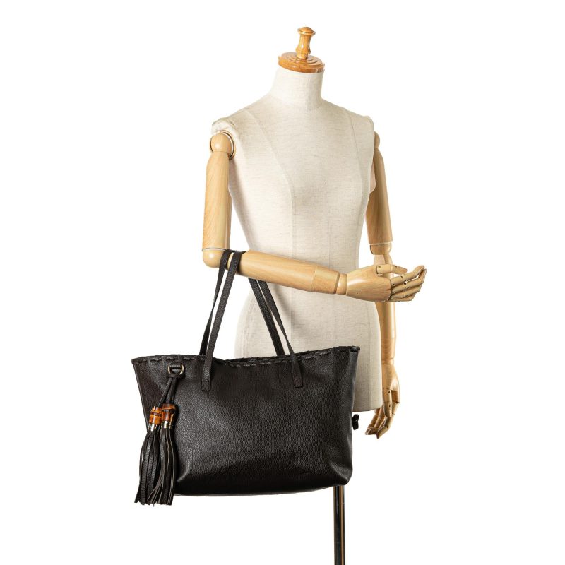 Gucci Leather Bamboo Tassel Tote (SHG-JdskXP) - Barde - Image 5