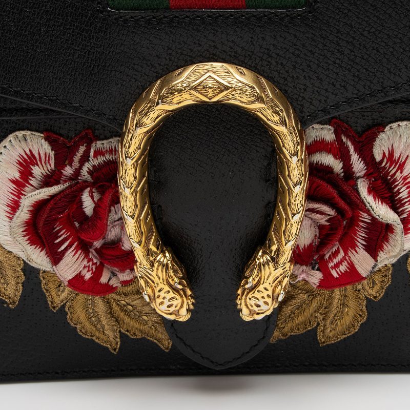 Gucci Leather Embroidered Rose Dionysus Medium Shoulder Bag (SHF-sxhk6S) - Barde - Image 10