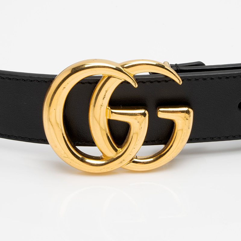 Gucci Leather GG Marmont Slim Belt - Size 34 / 85 (SHF-ZX1v2G) - Barde - Image 4