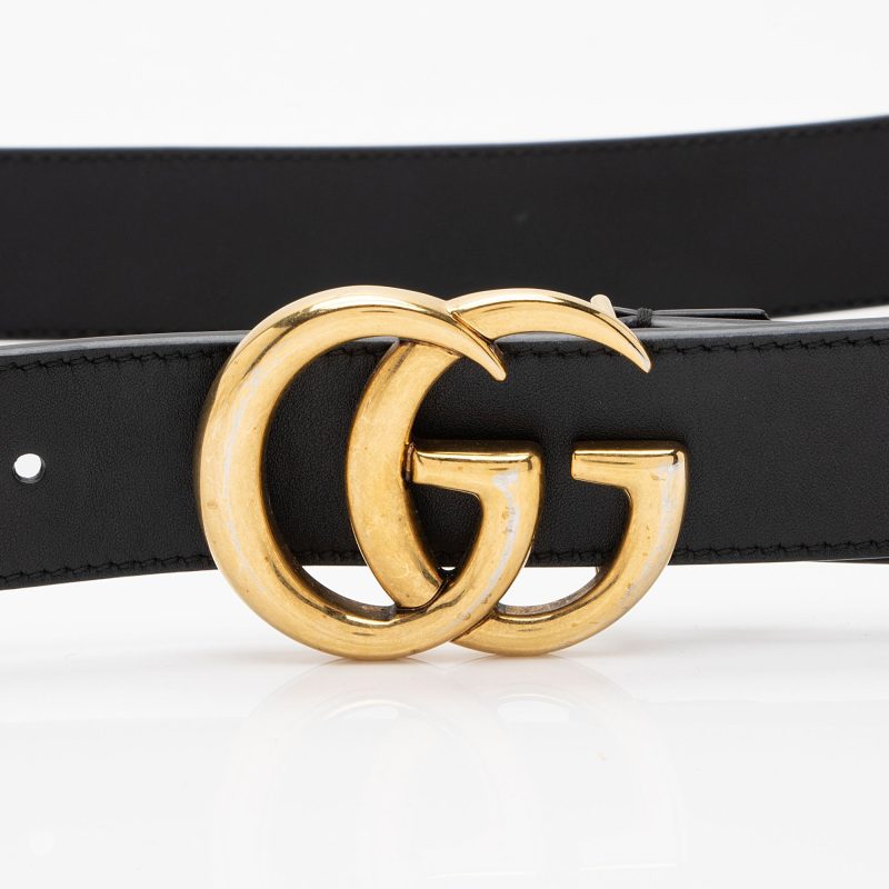 Gucci Leather GG Marmont Slim Belt - Size 36 / 90 (SHF-XXyCZw) - Barde - Image 4