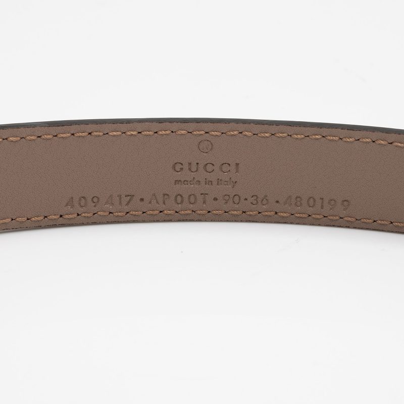 Gucci Leather GG Marmont Slim Belt - Size 36 / 92 (SHF-Y5JG9e) - Barde - Image 3