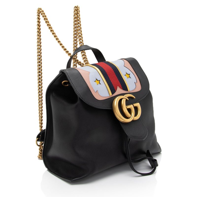 Gucci Leather GG Marmont Web Flap Chain Backpack (SHF-PyHHER) - Barde - Image 2