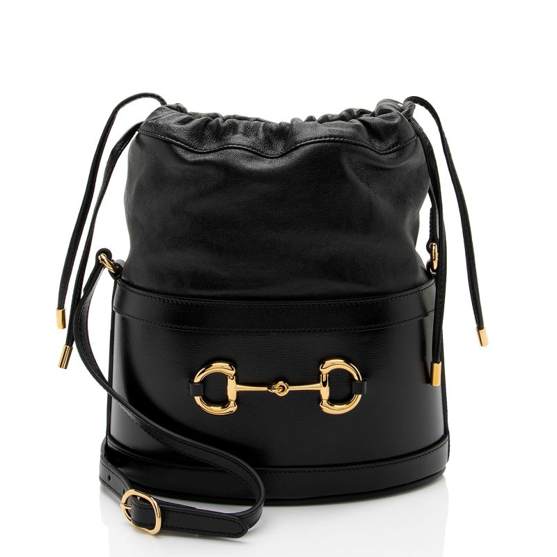 Gucci Leather Horsebit 1955 Drawstring Bucket Bag (SHF-gQJSRI) - Barde