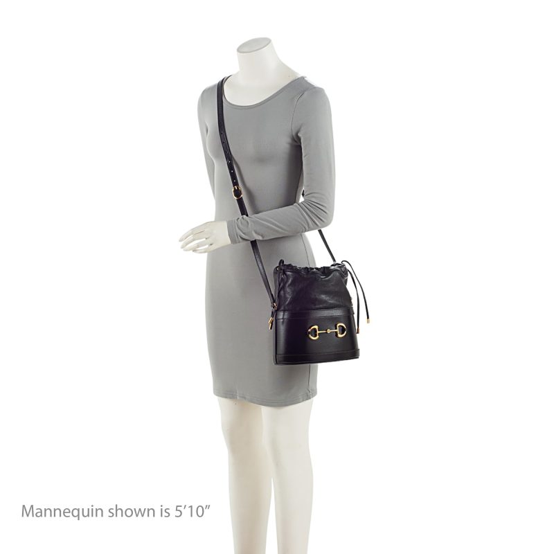 Gucci Leather Horsebit 1955 Drawstring Bucket Bag (SHF-gQJSRI) - Barde - Image 5