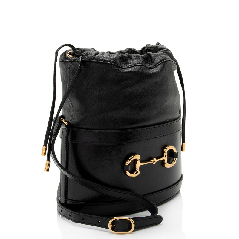 Gucci Leather Horsebit 1955 Drawstring Bucket Bag (SHF-gQJSRI) - Barde - Image 2