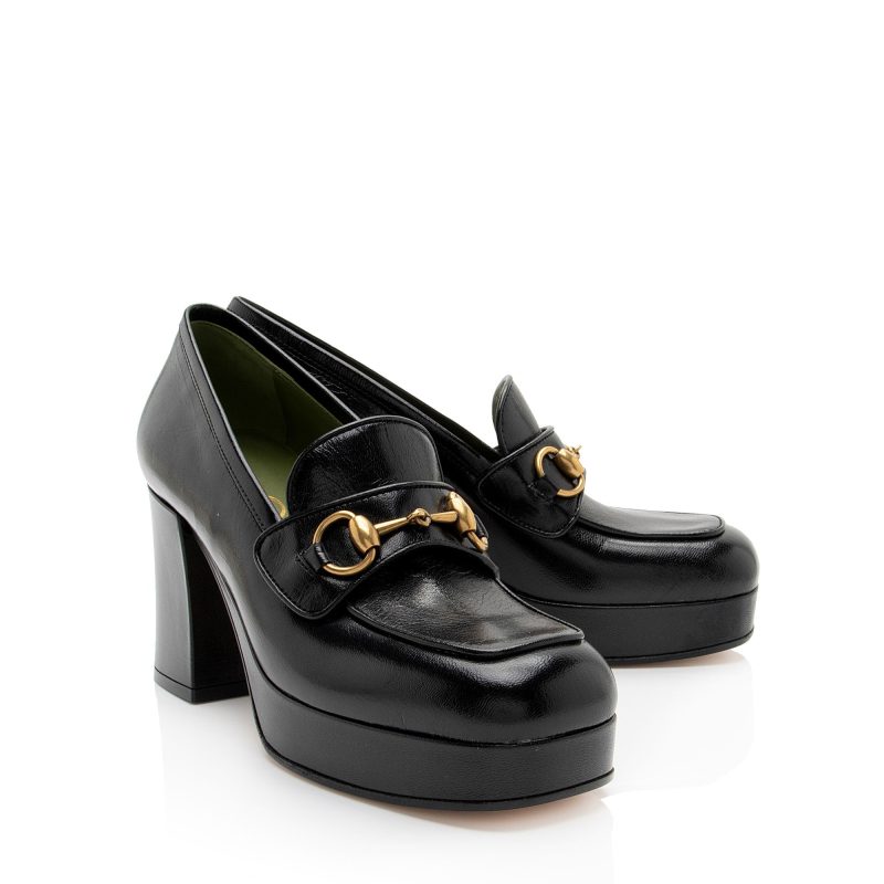 Gucci Leather Horsebit Platform Loafers - Size 8 / 38 (SHF-5KQ35o) - Barde - Image 2
