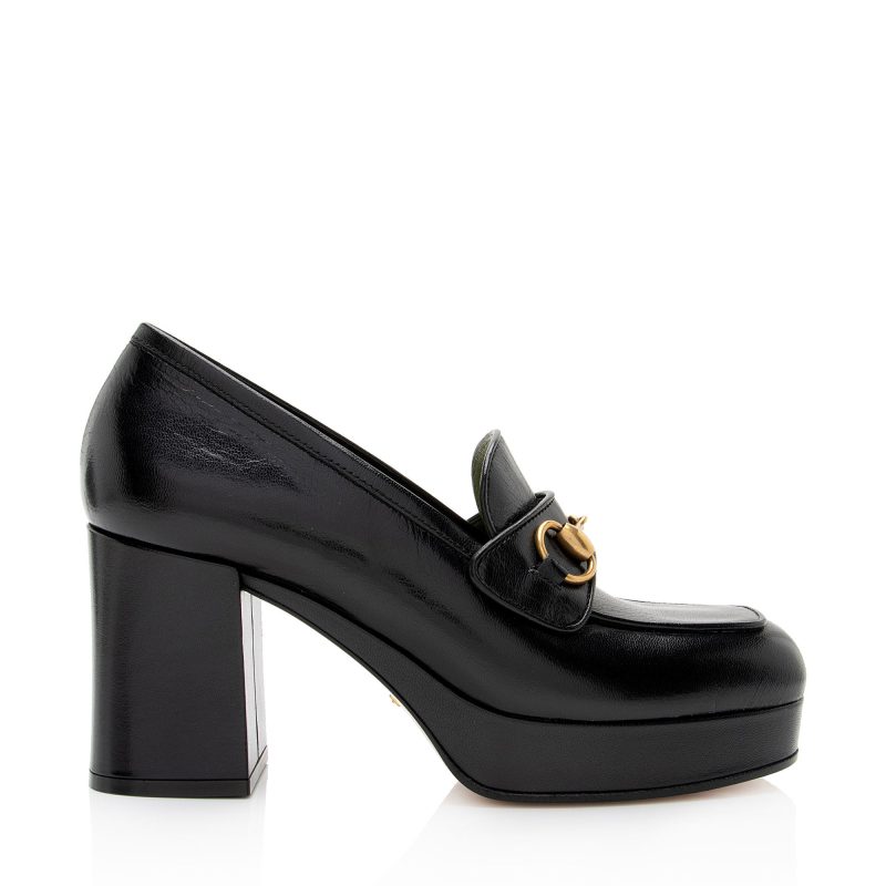 Gucci Leather Horsebit Platform Loafers - Size 8 / 38 (SHF-5KQ35o) - Barde
