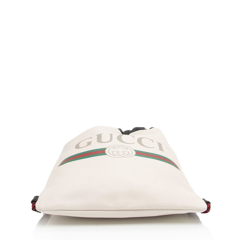 Gucci Leather Logo Drawstring Backpack (SHF-8PDv2U) - Barde - Image 4