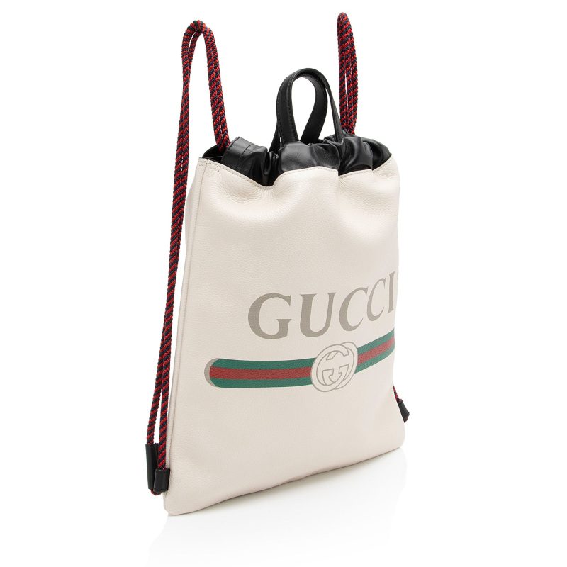 Gucci Leather Logo Drawstring Backpack (SHF-8PDv2U) - Barde - Image 2