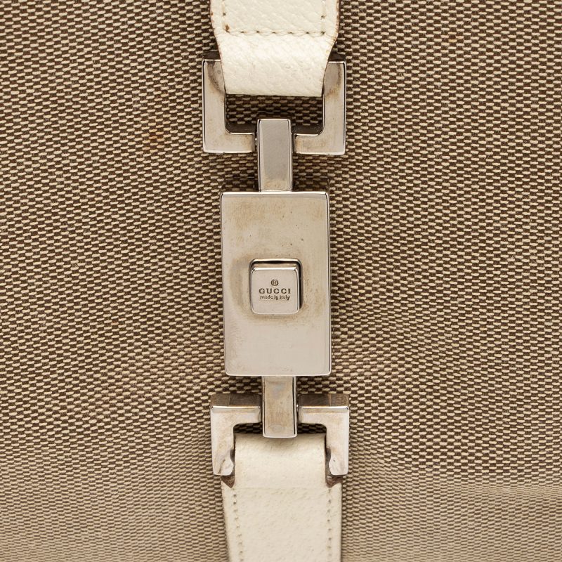 Gucci Linen Bardot Shoulder Bag (SHF-nZNLKy) - Barde - Image 9