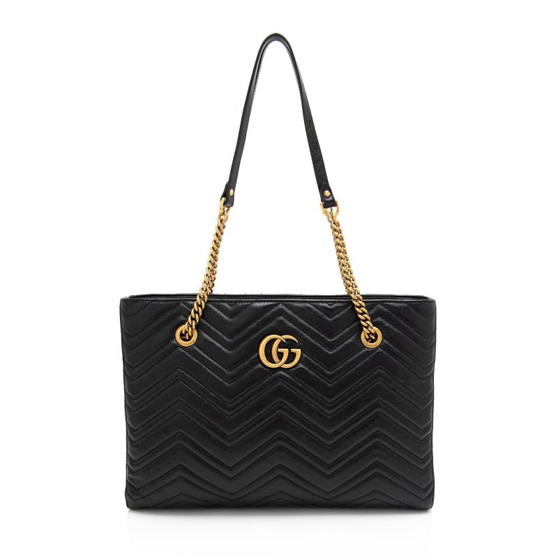 Gucci Matelasse Calfskin GG Marmont Medium Chain Tote (SHF-J9nqlQ) - Barde