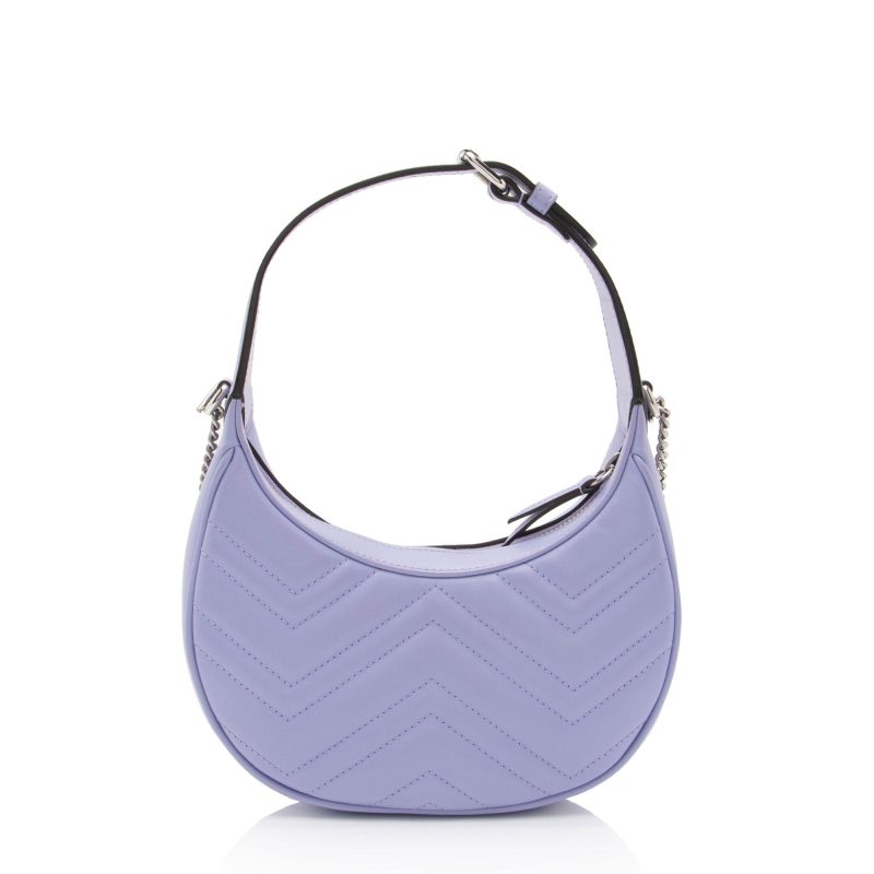 Gucci Matelasse Leather GG Marmont Half Moon Mini Shoulder Bag (SHF-OFIt7E) - Barde - Image 3
